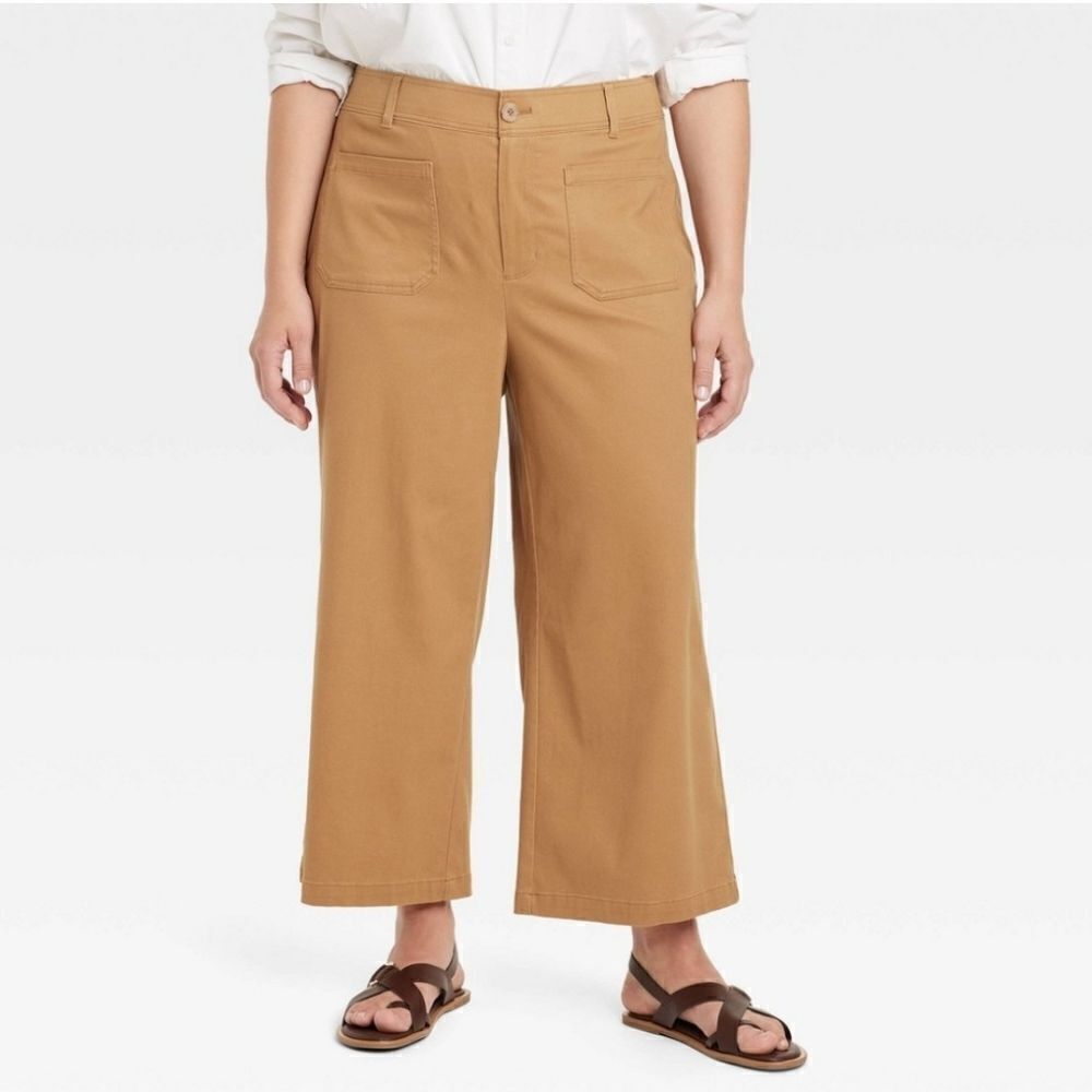 Ava & Viv High Rise Wide-leg crop pants, camel/tan color, size 17 NWT